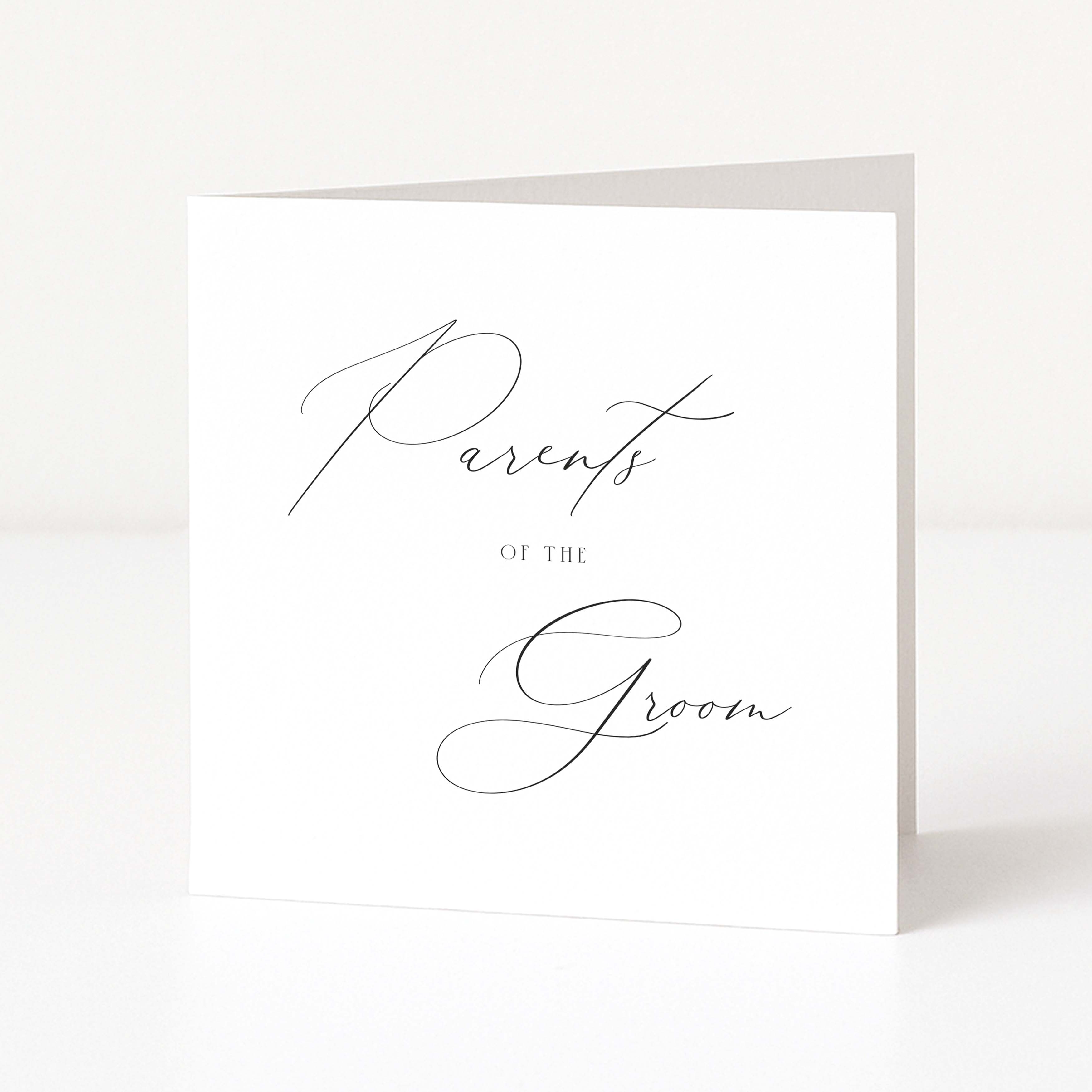 Greeting card with 'Parents of the Groom' text on a white background