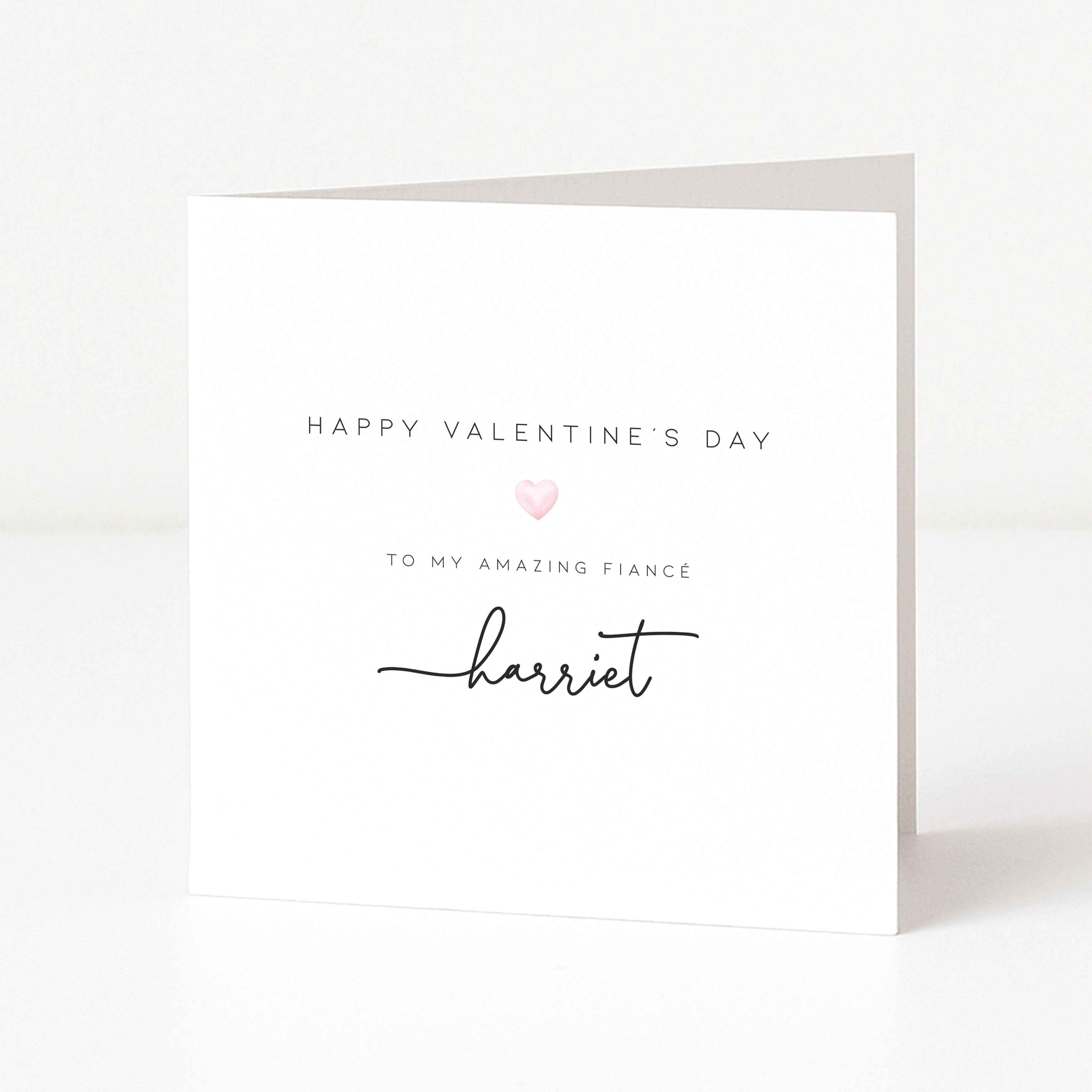 Valentine's Day card with personalized name on a white background