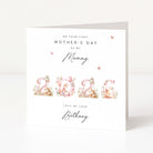 Greeting card for Mother's Day with floral numbers and personalized text on a white background