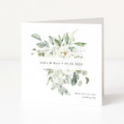 Greeting card with floral design and text on a white background