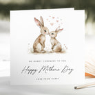 Mother's Day card with two bunnies and hearts, featuring the text 'No bunny compares to you. Happy Mother's Day.