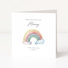 Greeting card with a rainbow and 'Happy Mother's Day' text on a white background