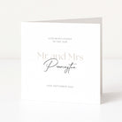 Greeting card with 'Congratulations to the new Mr and Mrs Pennington' text on a white background
