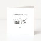 Personalised 60th birthday card with custom name, featuring “Sixtieth Birthday” in black script and serif typography on a white background.