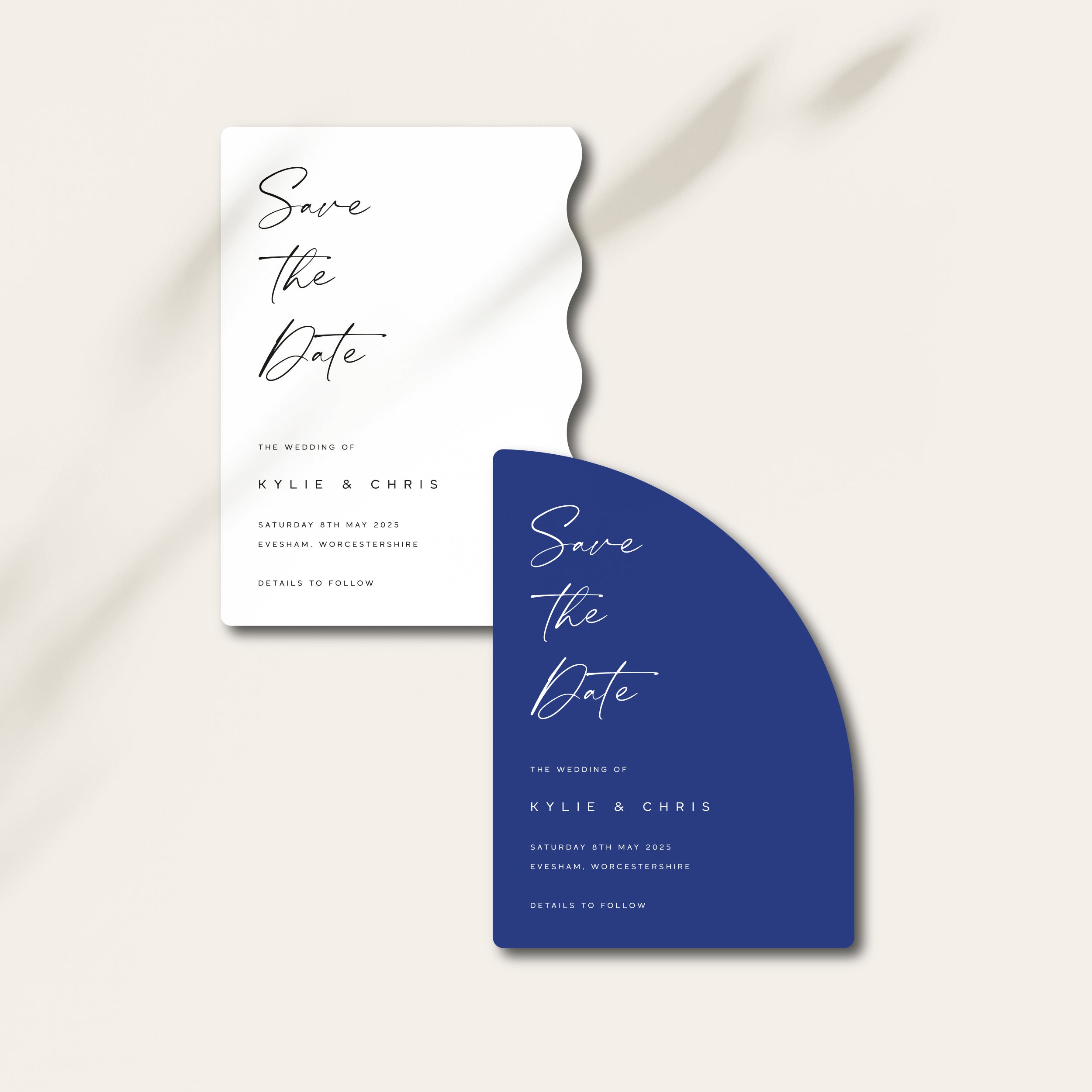 Modern Shaped Save the Date Cards - Portobello Collection, Elle Bee Design