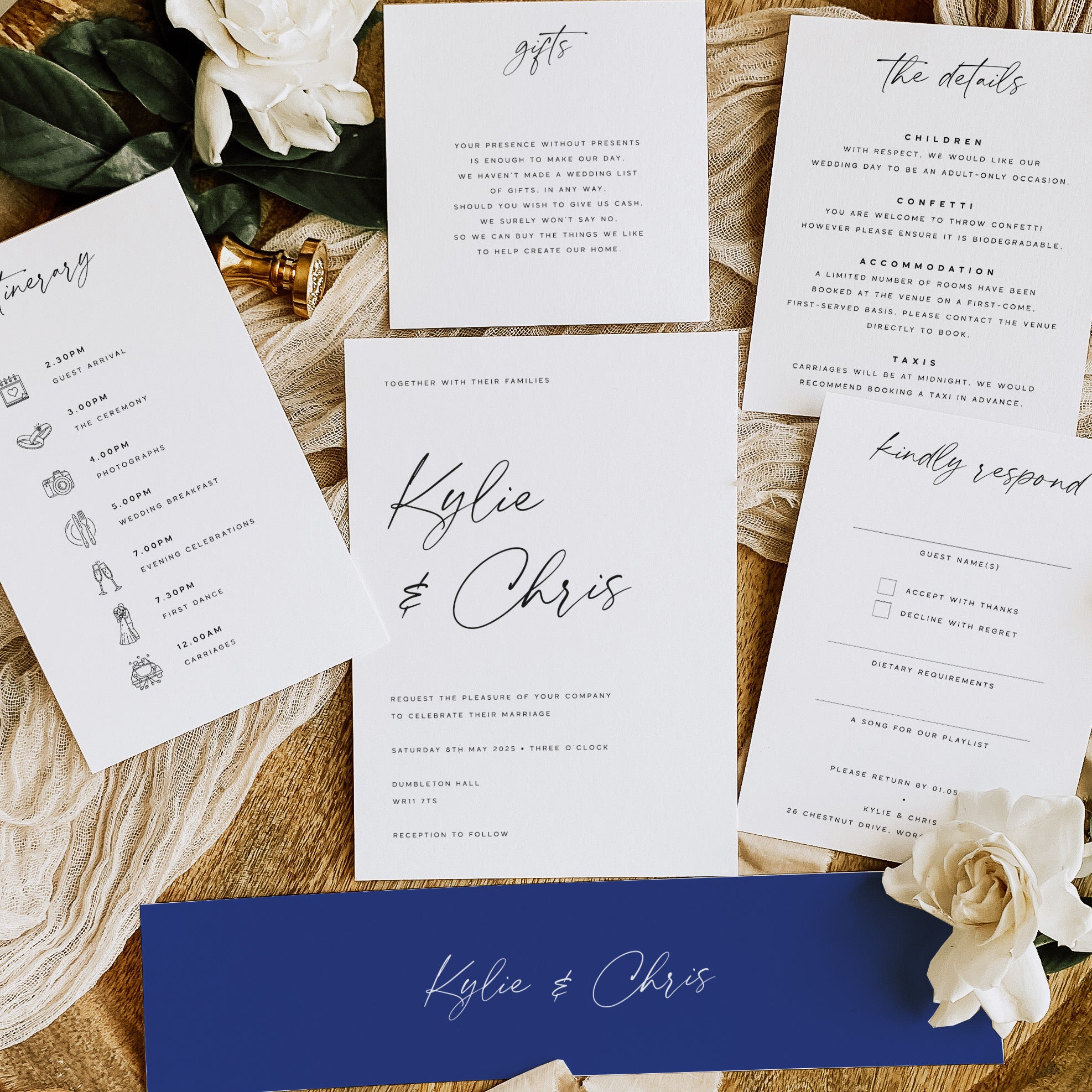 Modern Script Wedding Invitation Suite - Portobello Collection, Elle Bee Design