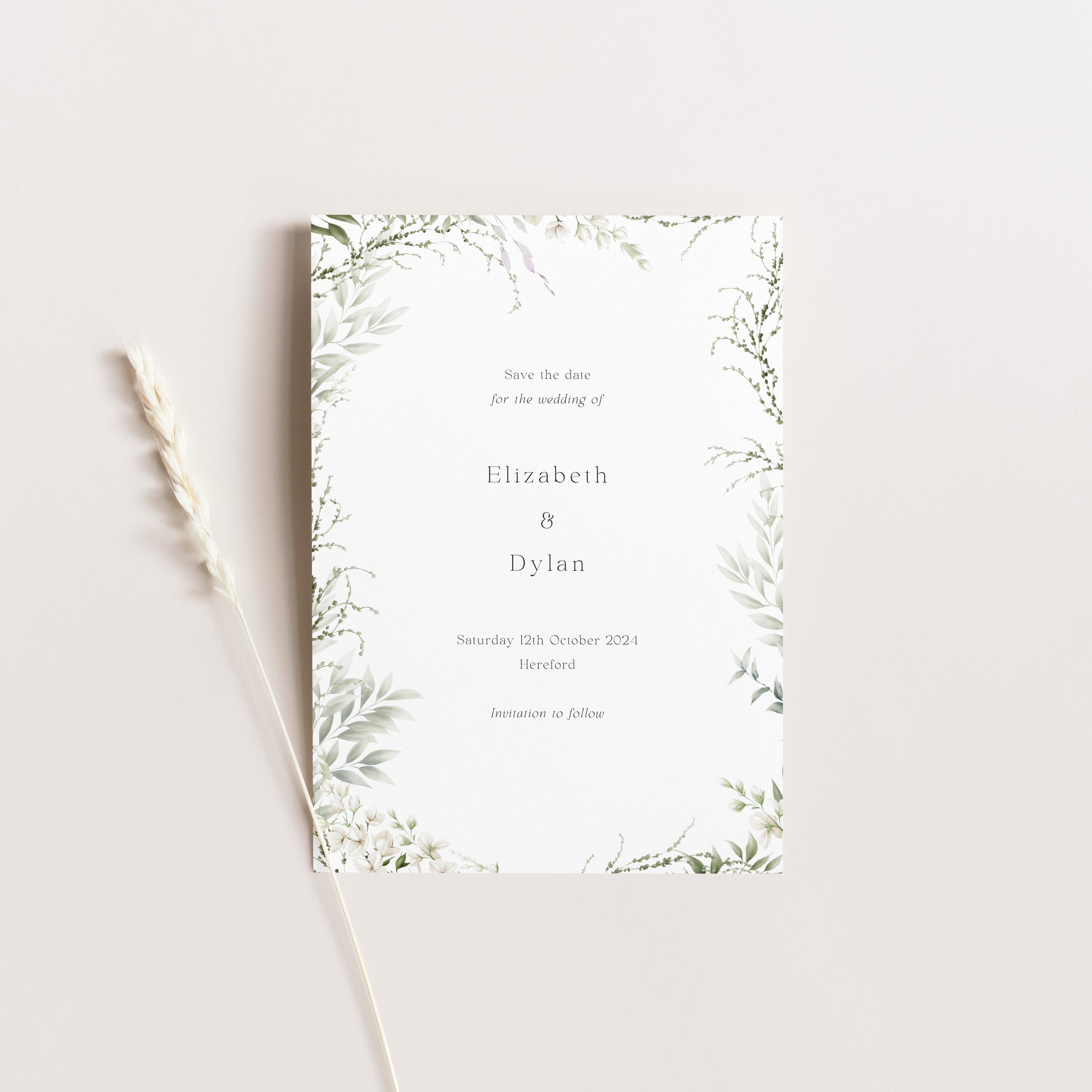 Elegant Botanical Save the Date Card - Richmond Collection, Elle Bee Design