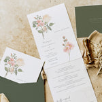 Rose Floral Concertina Wedding Invitation - Royal Oak Collection, Elle Bee Design