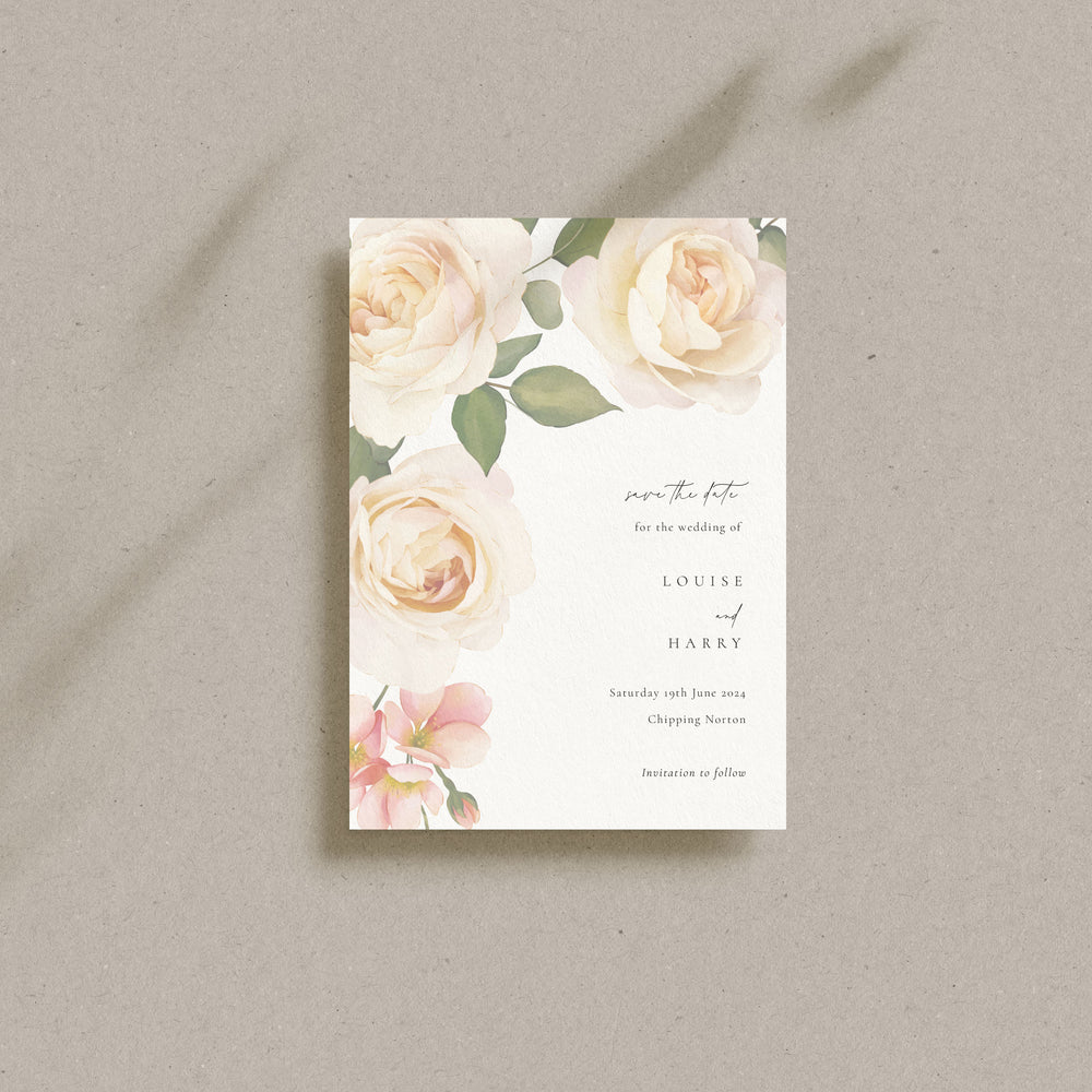Classic Floral Save the Date Card - Royal Oak Collection, Elle Bee Design
