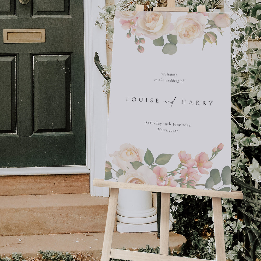 Rose Floral Wedding Welcome Sign - Royal Oak Collection, Elle Bee Design