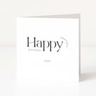 White 80th birthday card with personalised black text on a white background