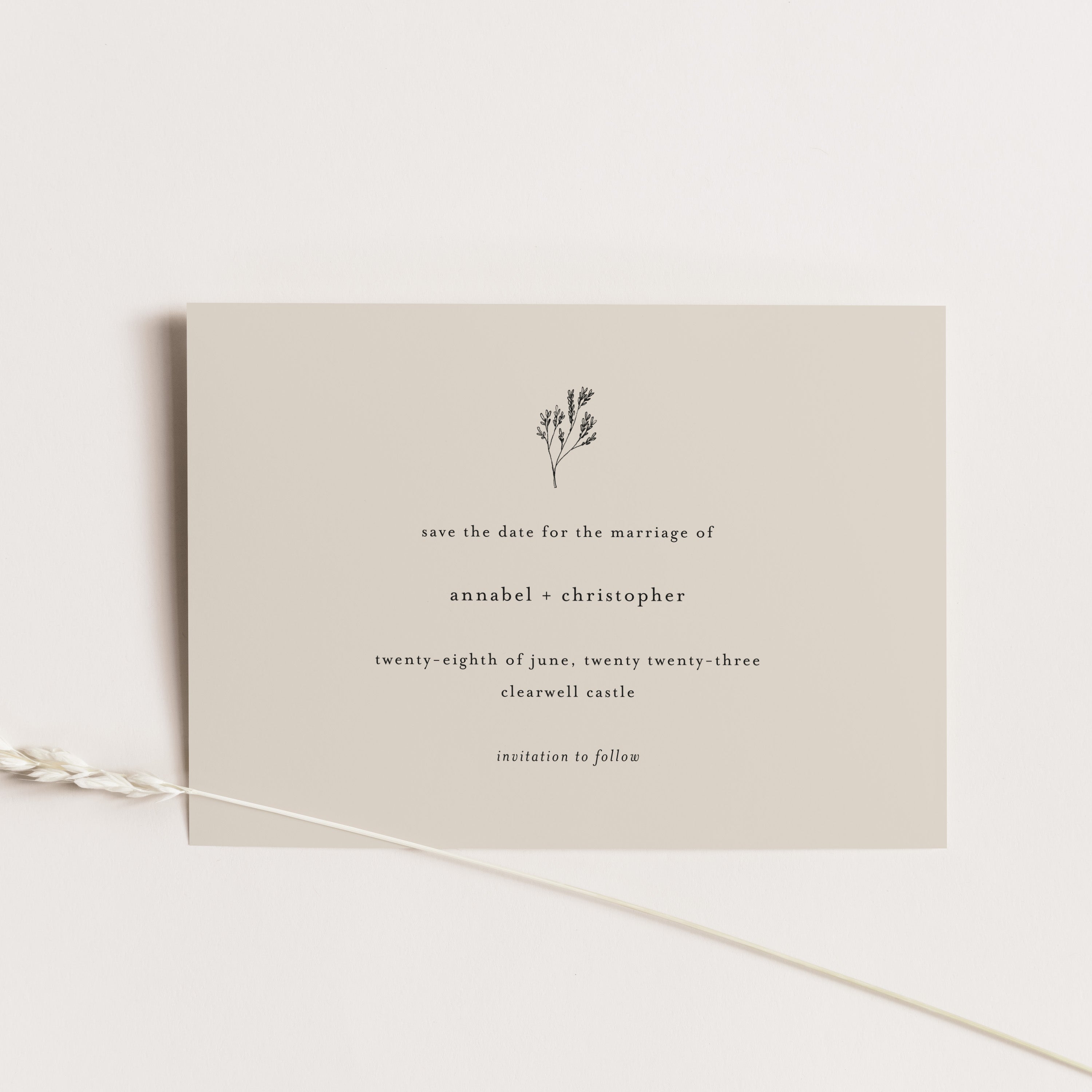 Vintage Save the Date Card in Mist - Shoreditch Collection, Elle Bee Design