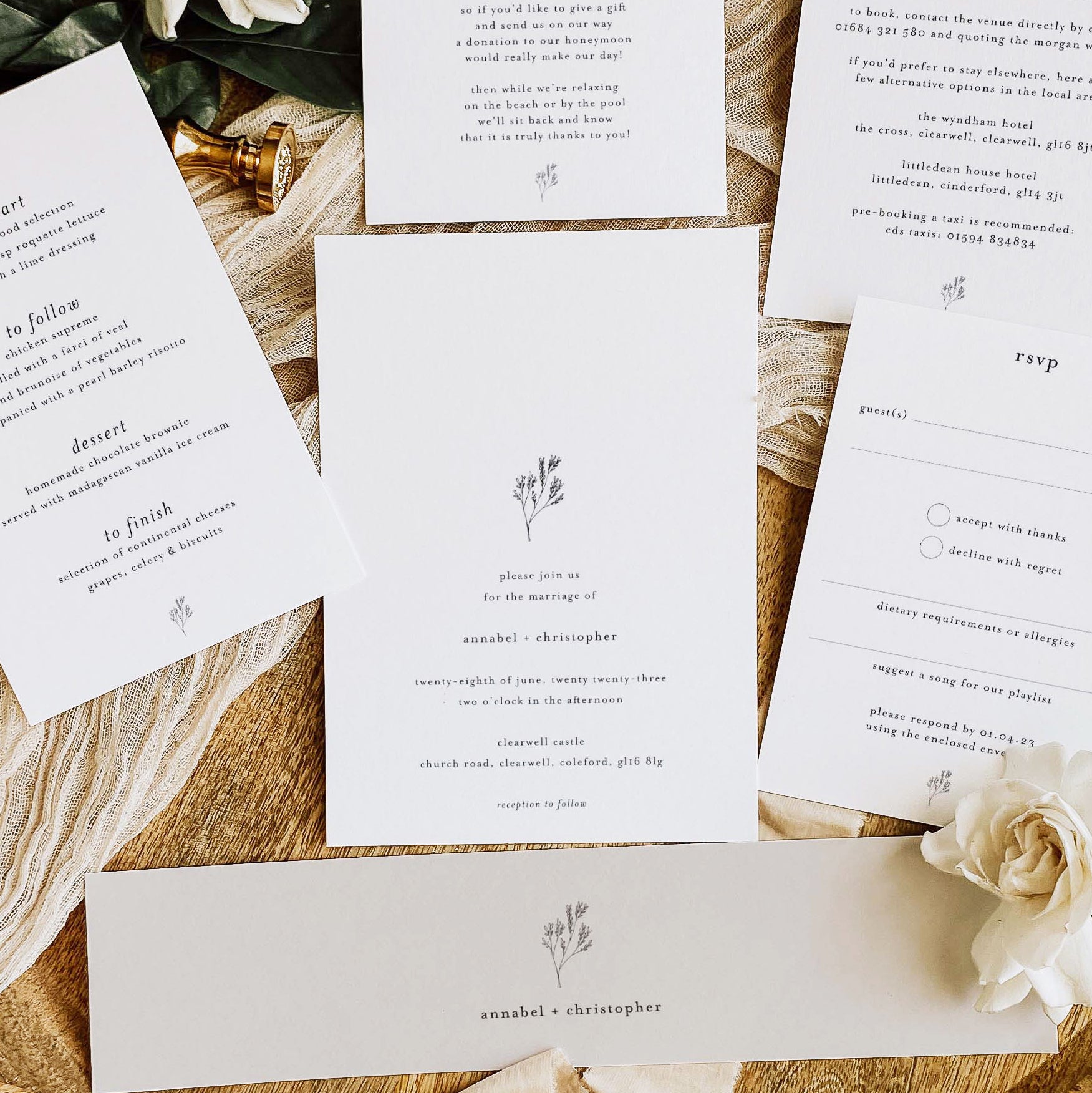 Simple Vintage Wedding Invitation Suite - Shoreditch Collection, Elle Bee Design