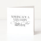 White birthday card with black text on a white background