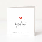 Greeting card with a red heart and 'my soulmate' text on a white background