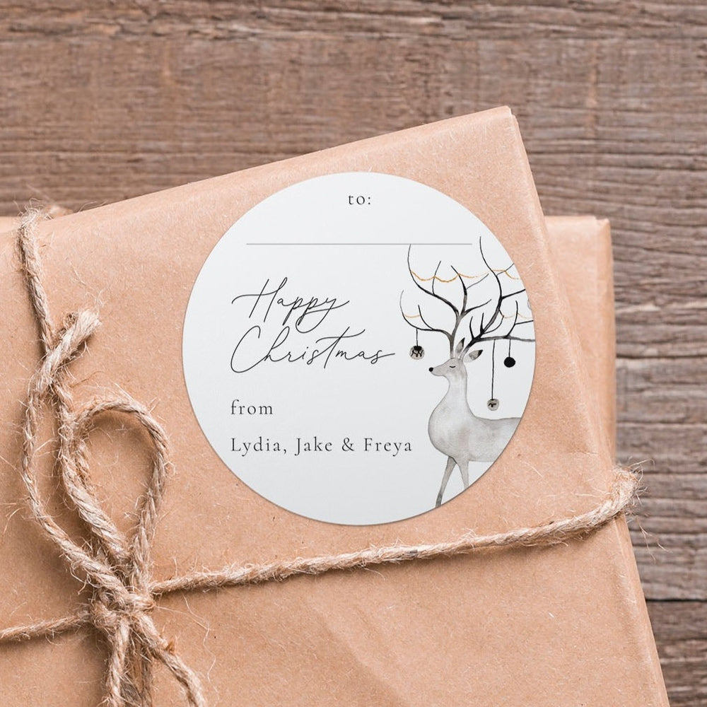 Personalised Christmas Sticker - Stag