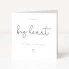 Greeting card with 'It takes a big heart to teach little minds' text on a white background