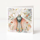 floral watercolour beetle with multicoloured background