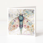 Greeting card with a colorful butterfly illustration on a white background