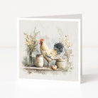 Framed artwork of a rooster and rustic elements on a white background