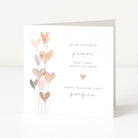 Valentine's Day card with heart-shaped balloons and personalized text on a white background
