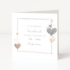 Valentine's Day card with hearts and personalized text on a white background