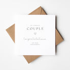 Engagement card with 'To a special couple, Congratulations on your engagement' text on a white background.