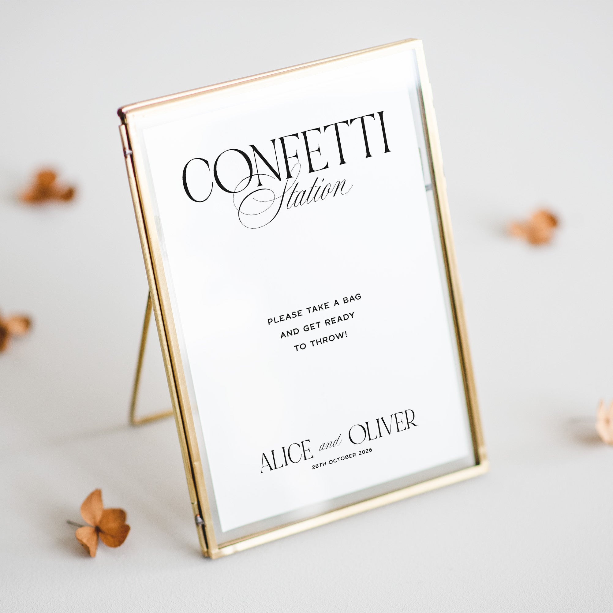 Elegant Confetti Station Sign for Wedding