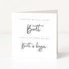 Valentine's card with humorous text on a white background