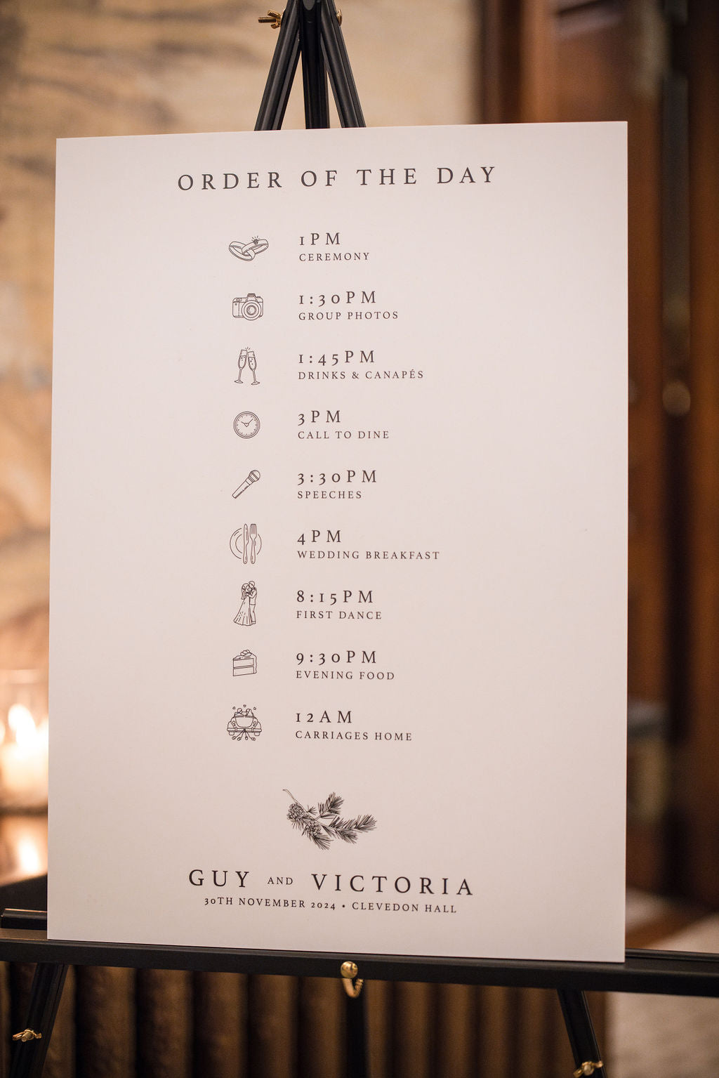 Wedding Order of the Day Sign in Angel Design - Elle Bee Design