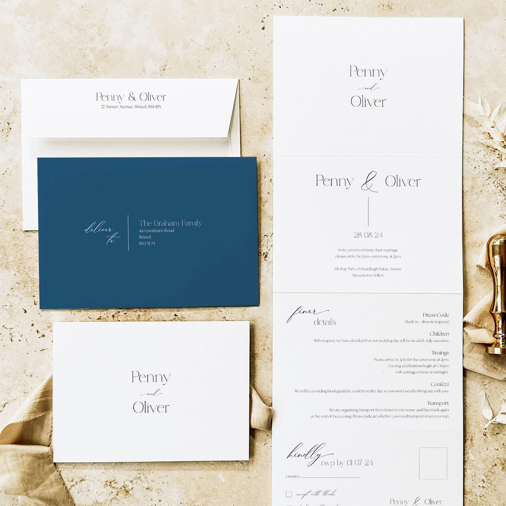 Modern Concertina Wedding Invitation - Victoria Collection, Elle Bee Design