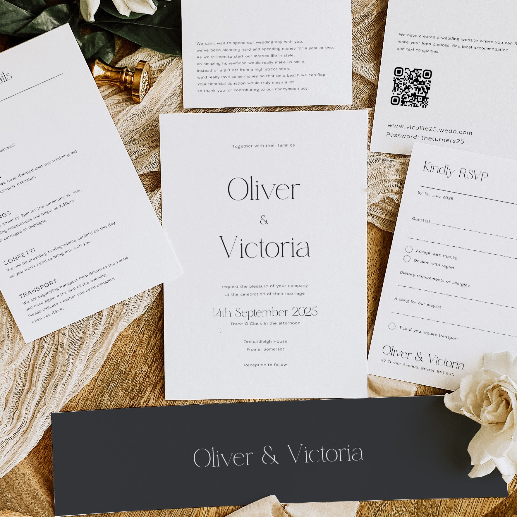 Elegant Wedding Invitation Suite - Victoria Collection, Elle Bee Design