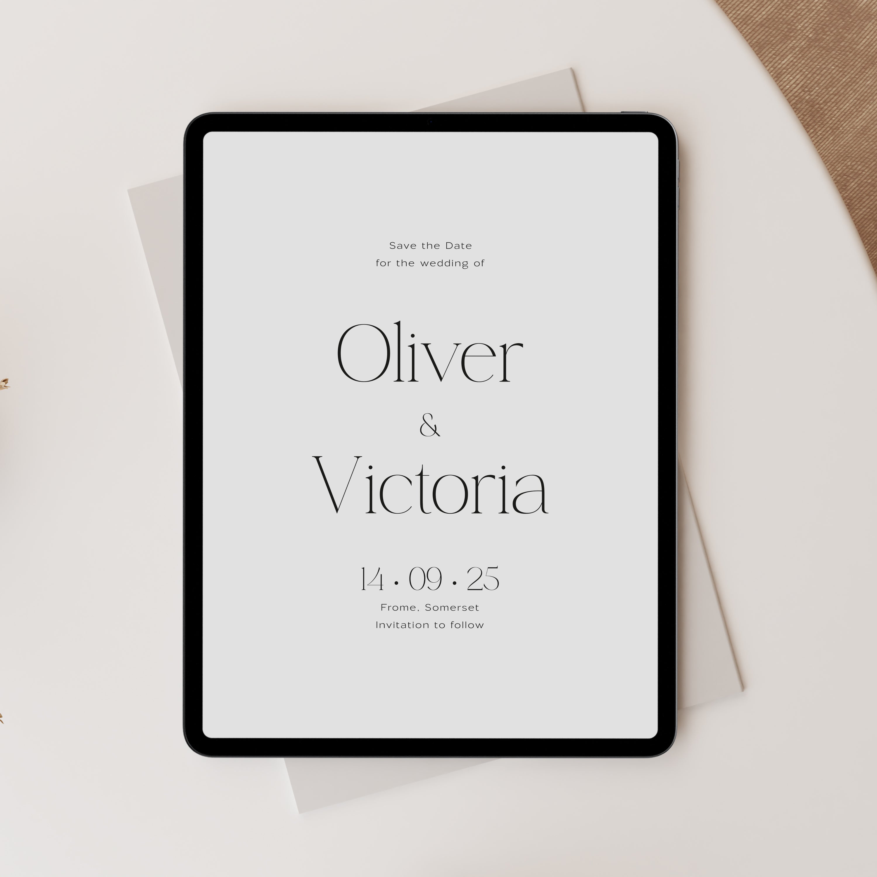 Elegant and Modern Paperless Digital Save the Date in Pristine White - Victoria Collection