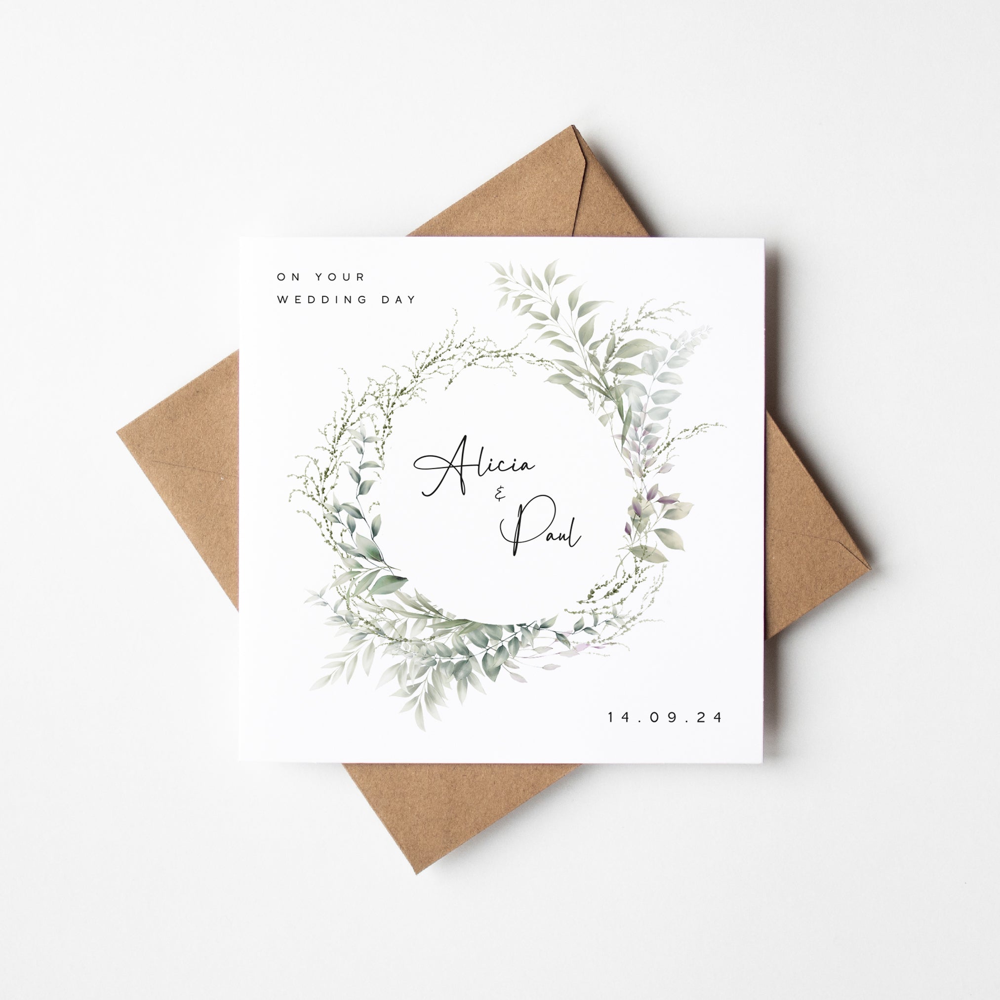 Personalised Foliage Congratulations on your Wedding Day Card - Elle Bee Design