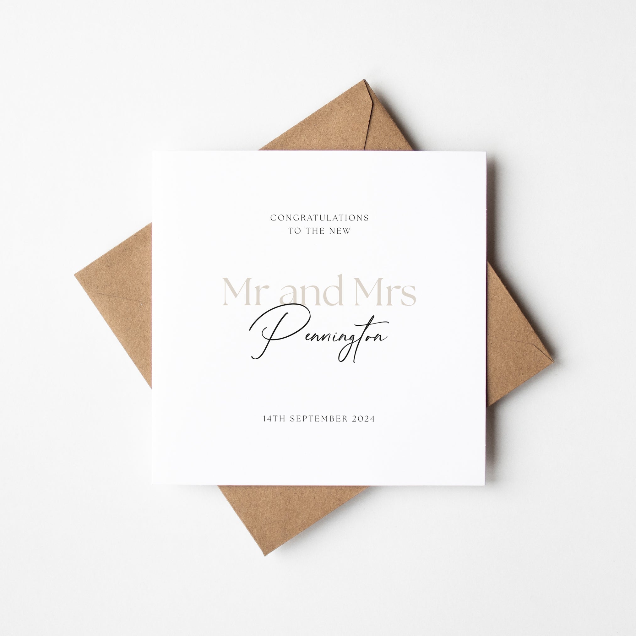 Modern Personalised Mr and Mrs Wedding Card