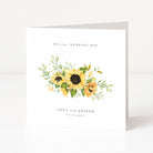 Personalised wedding card for couple with sunflower design