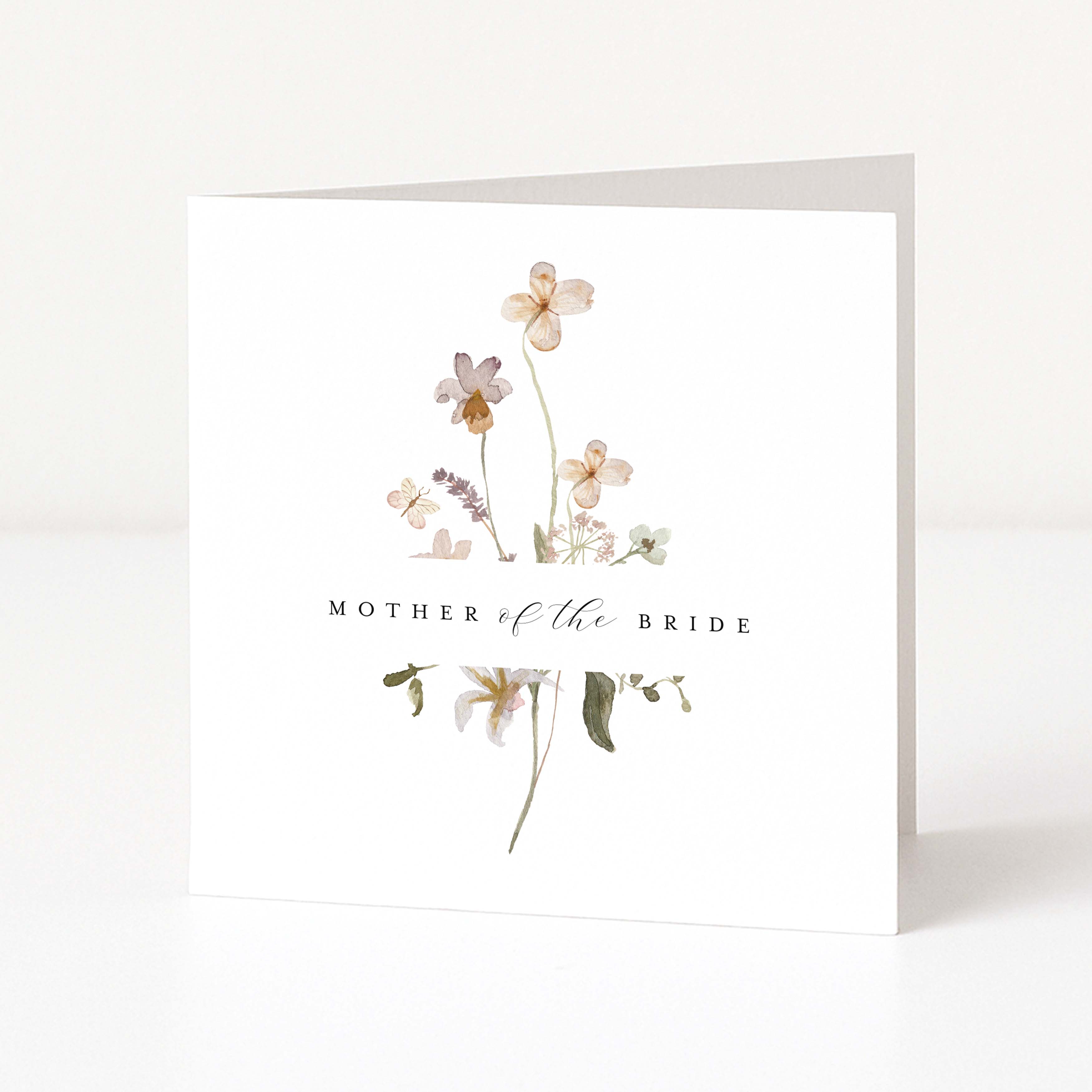 Floral Greeting Card with Mother of the Bride text on a white background
