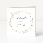 Greeting card with floral wreath and 'Parents of the Bride' text on a white background