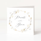 Floral greeting card with text for parents of the groom on a white background