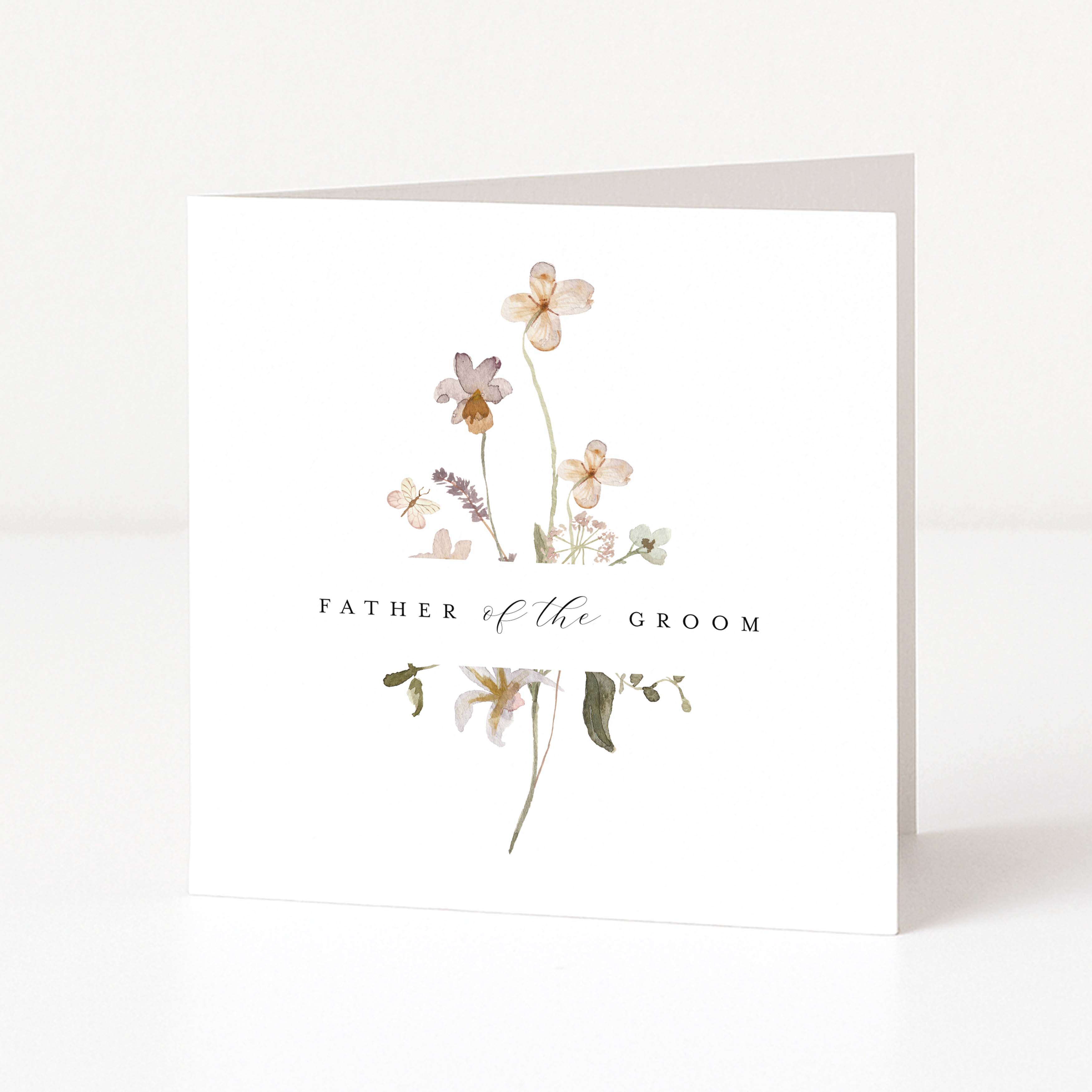 Floral greeting card for father of the groom on a white background
