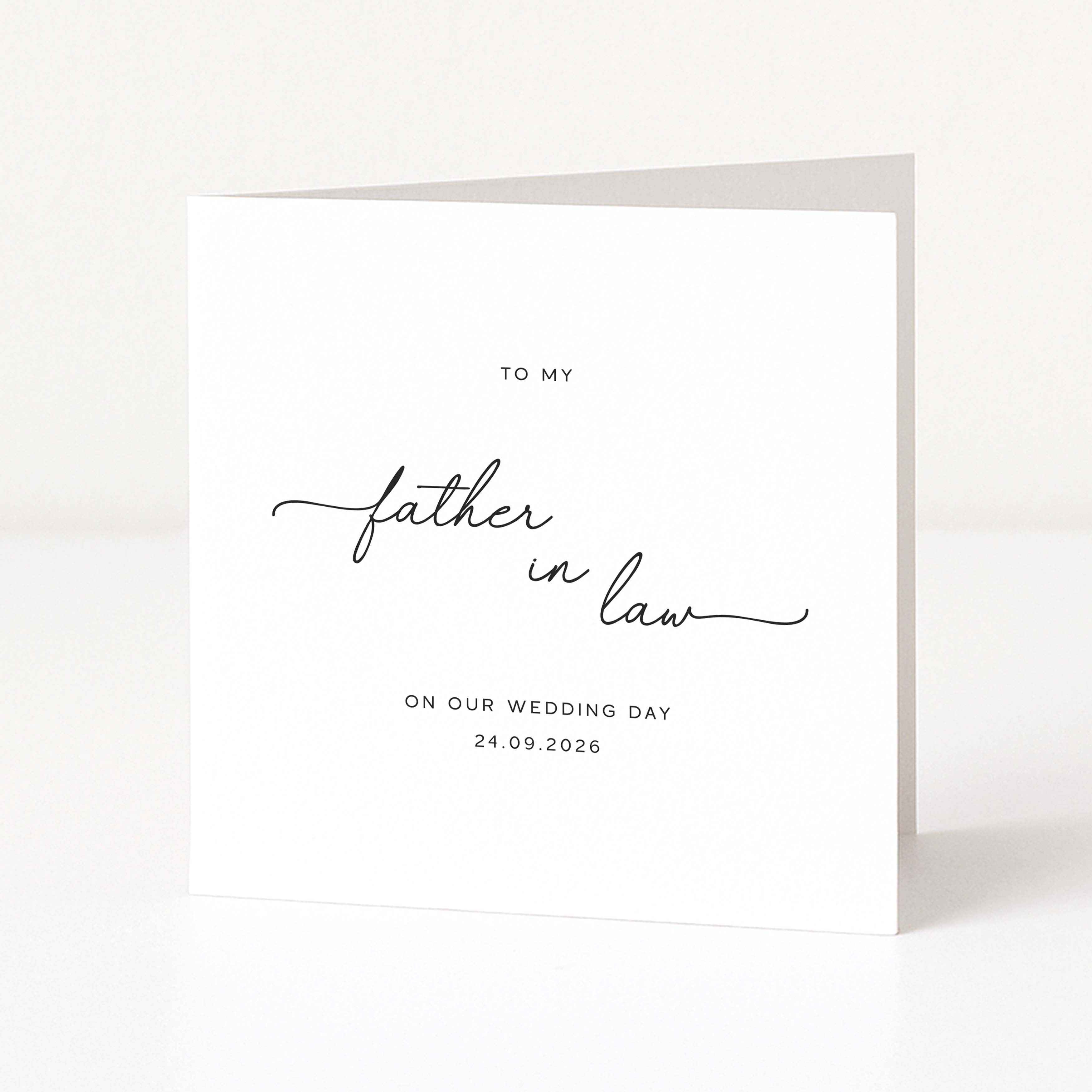 A modern greeting card for father in law on wedding day, featuring personalised date