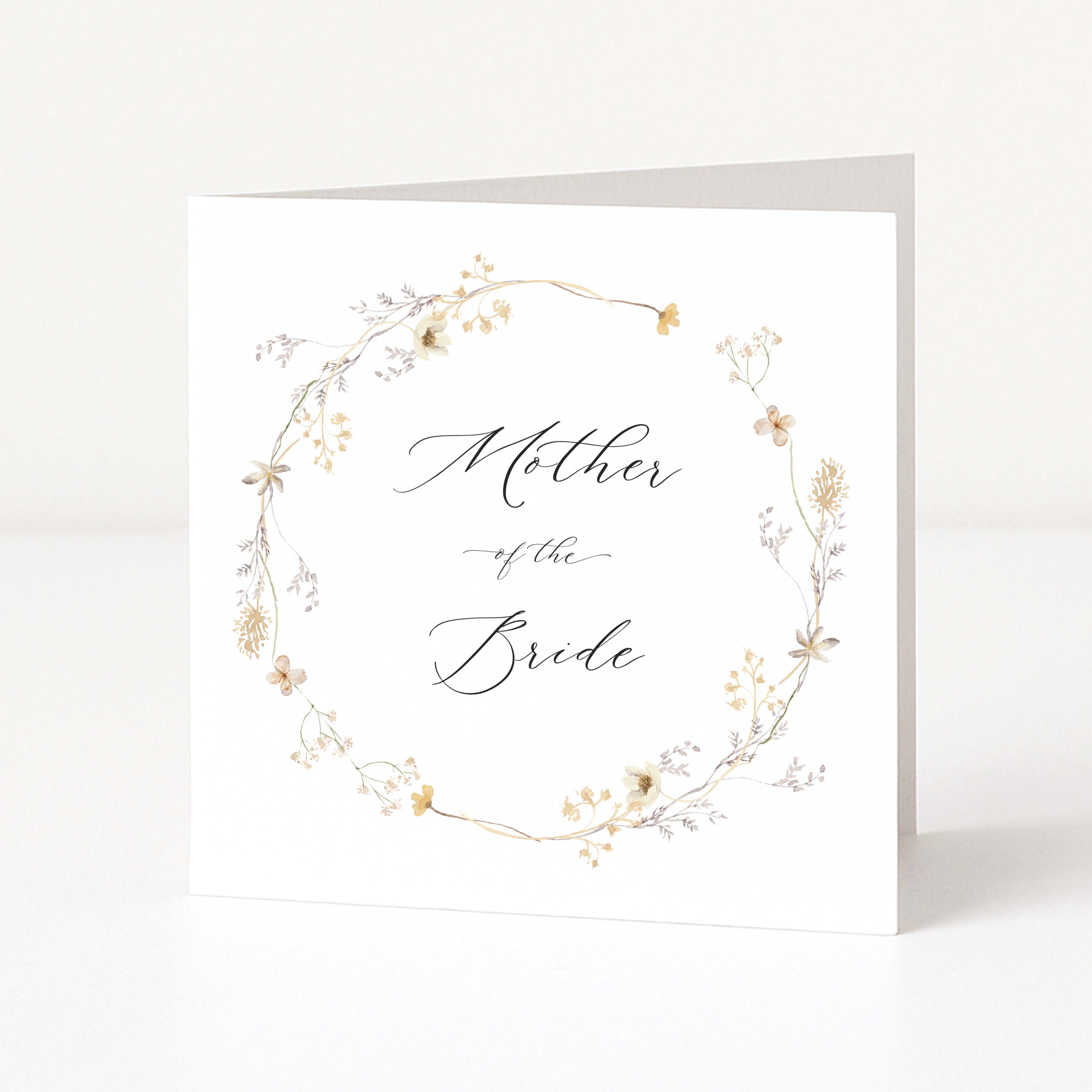 Greeting card for mother of the bride with wildflower wreath
