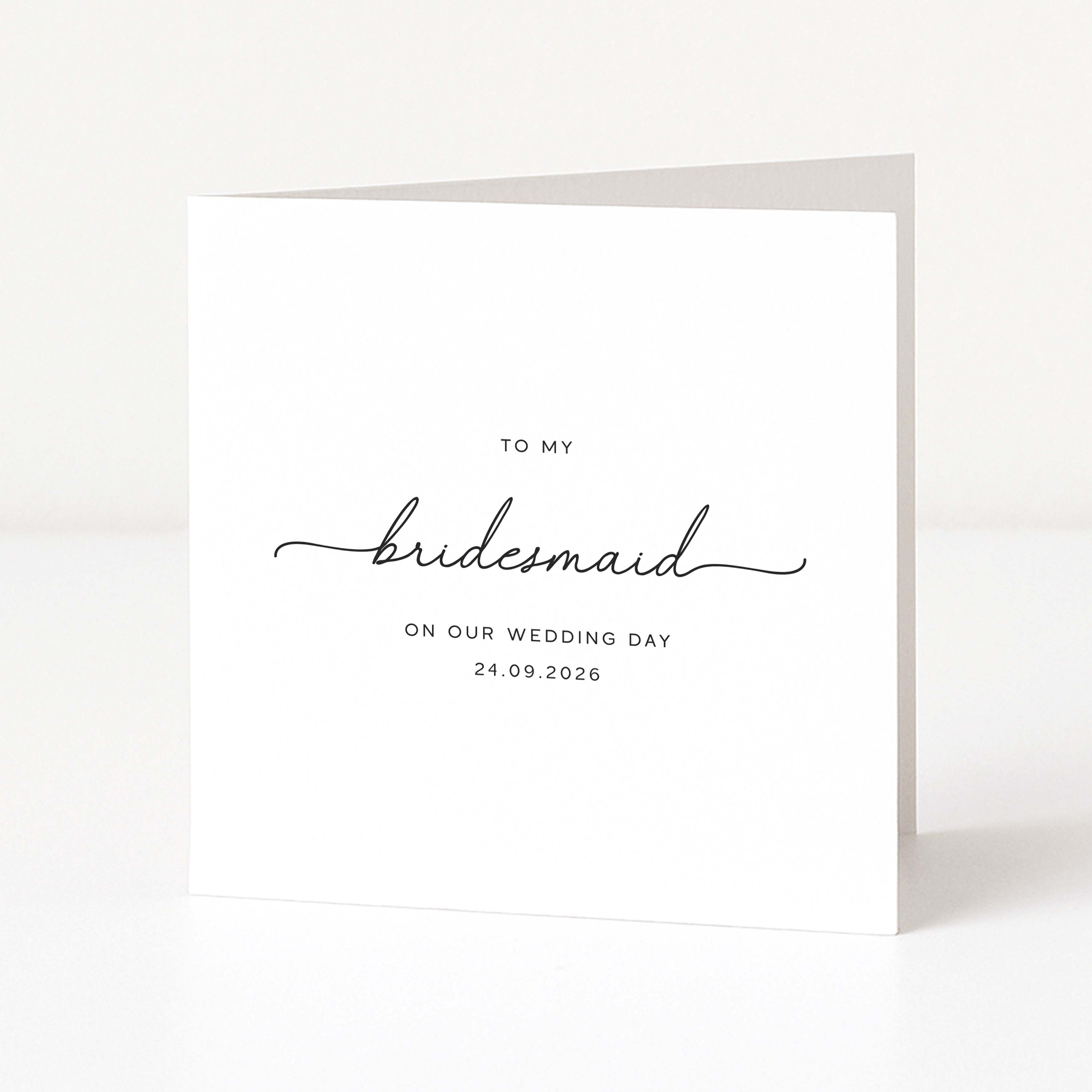 Modern thank you card for bridesmaid on wedding day with personalised date