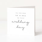 Greeting card with 'To the new Mr & Mrs on your wedding day' text on a white background