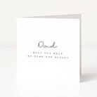 Greeting card with 'Dad, will you walk me down the aisle?' text on a white background
