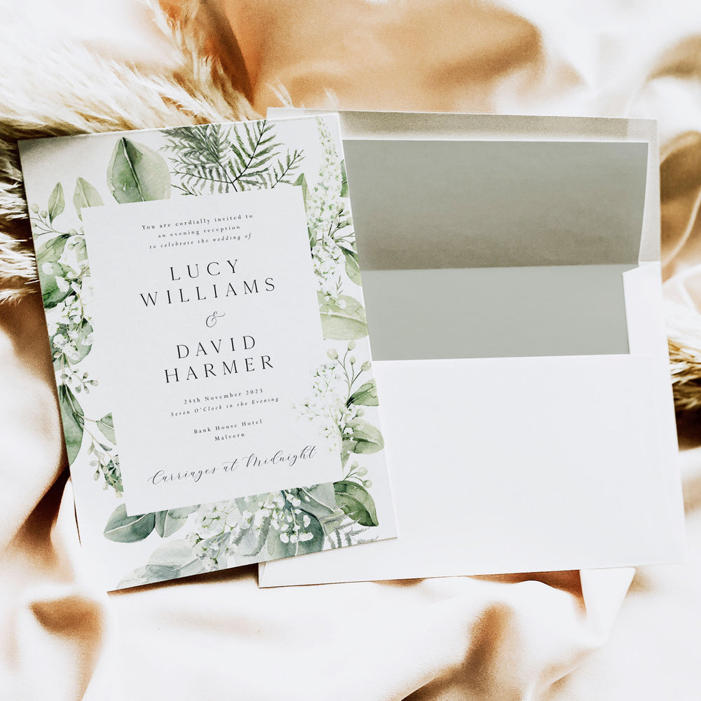 Greenery Wedding Evening Invitation - Warwick Collection, Elle Bee Design