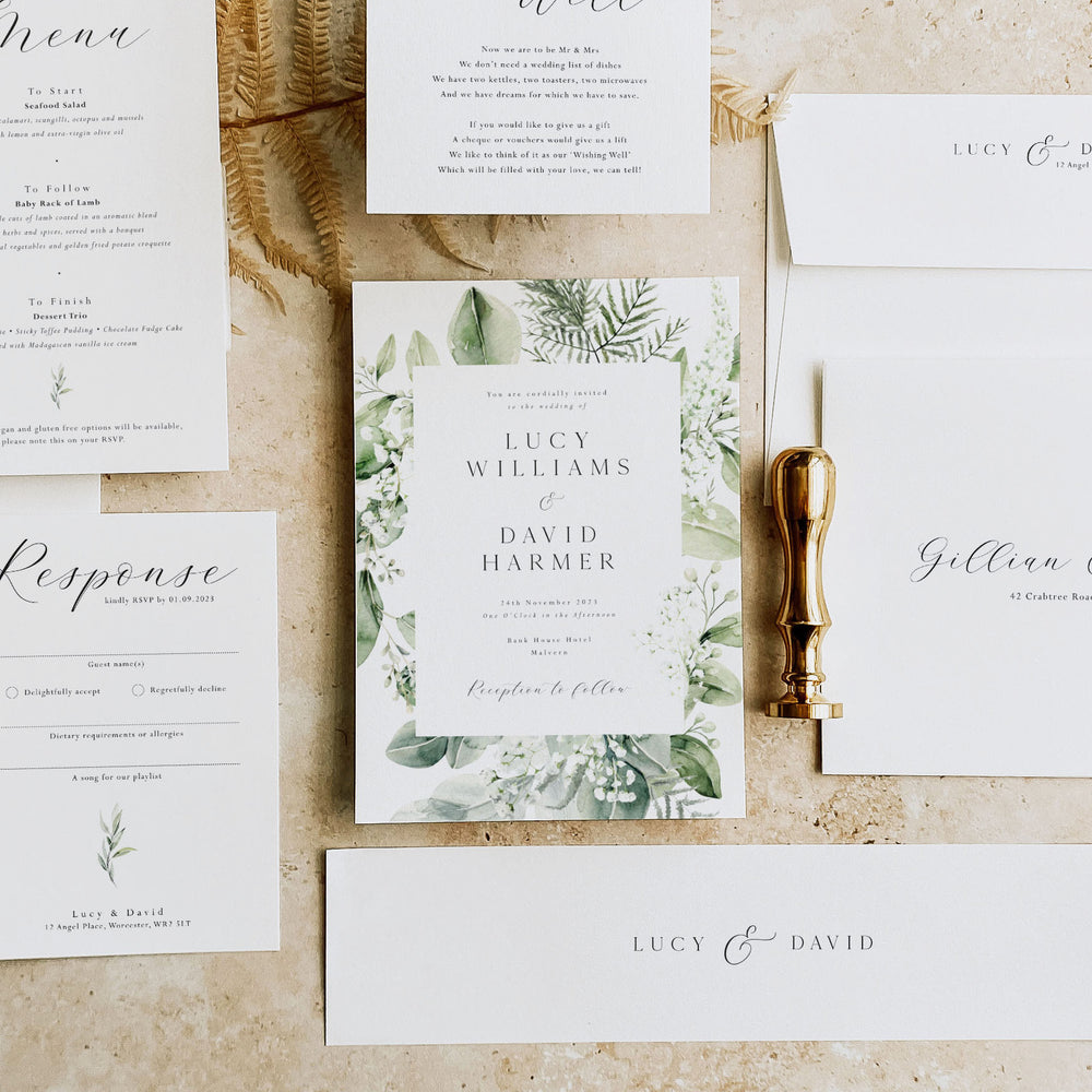 Greenery Wedding Invitation Suite - Warwick Collection, Elle Bee Design