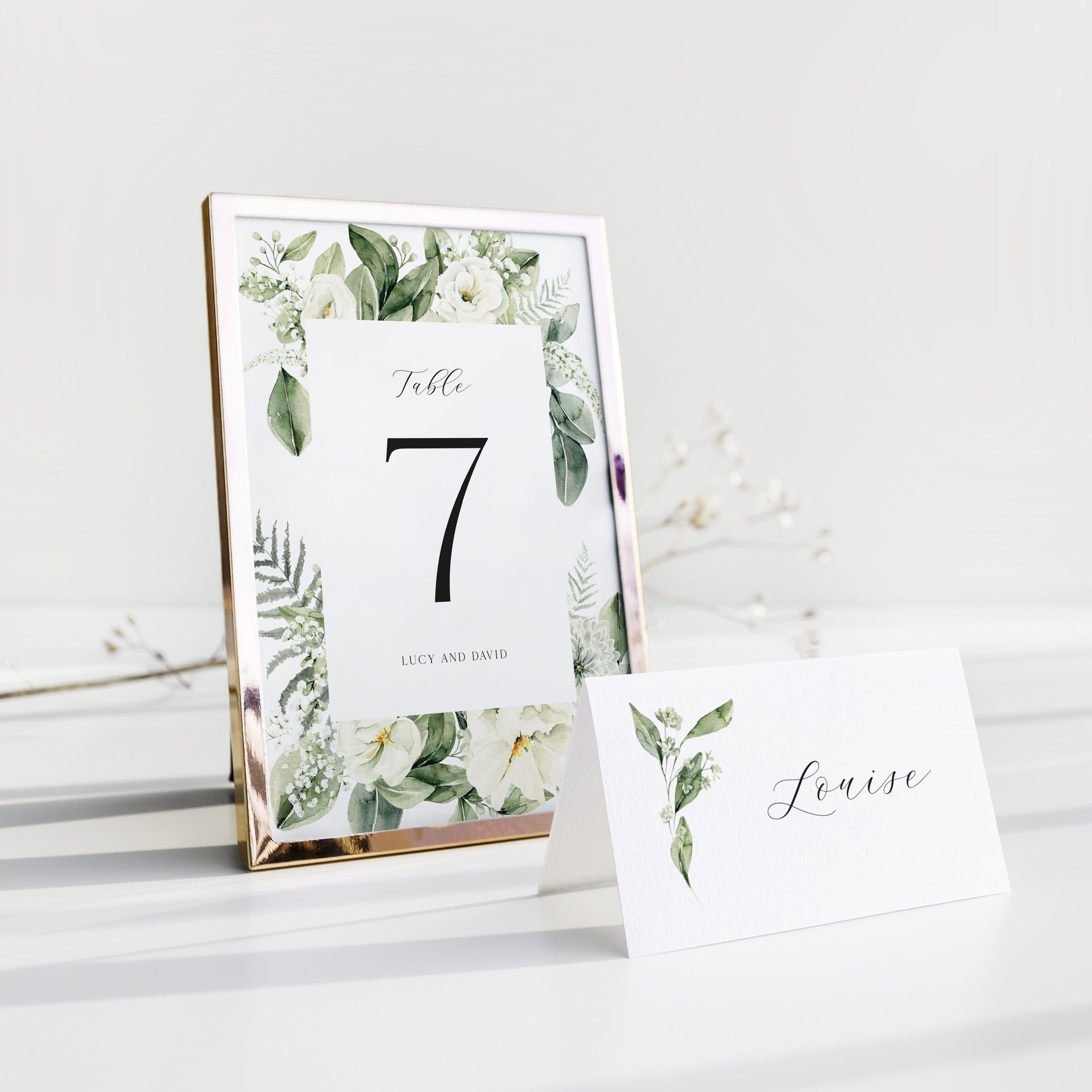 Greenery Wedding Table Number - Warwick Collection, Elle Bee Design