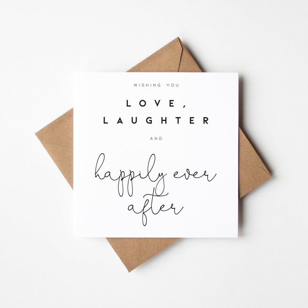 Modern Love Laughter Happily Ever After Wedding Card