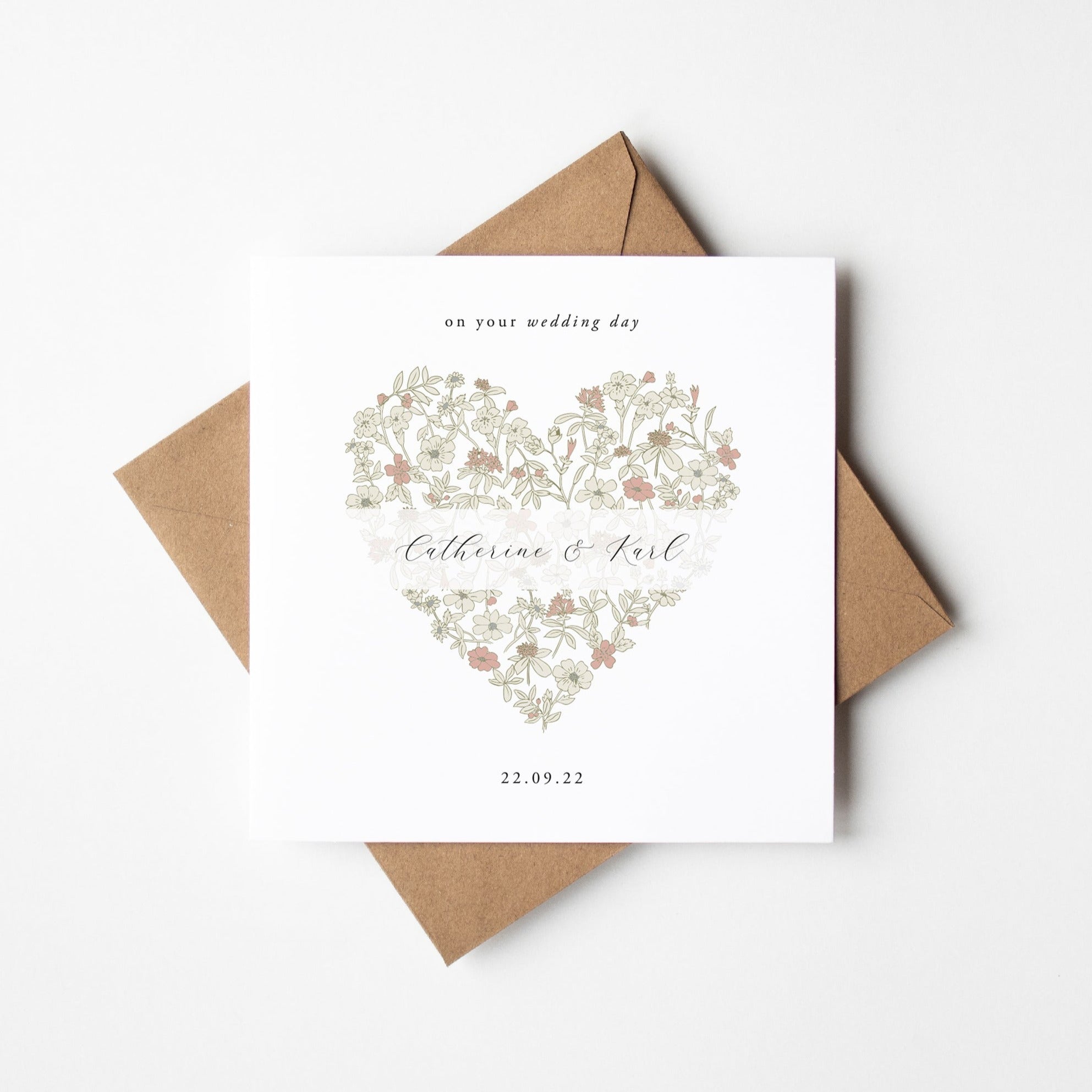 Personalised Vintage Heart Wedding Card